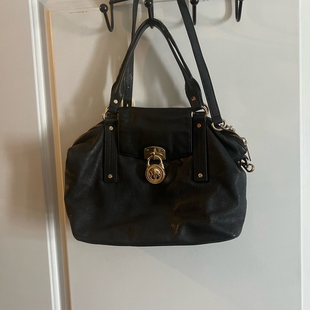 Michael Kors Black Satchel with Gold Accents
